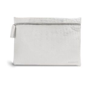 Burano Cosmetic Bag Vegan Leather Flat Zipper Pouch White